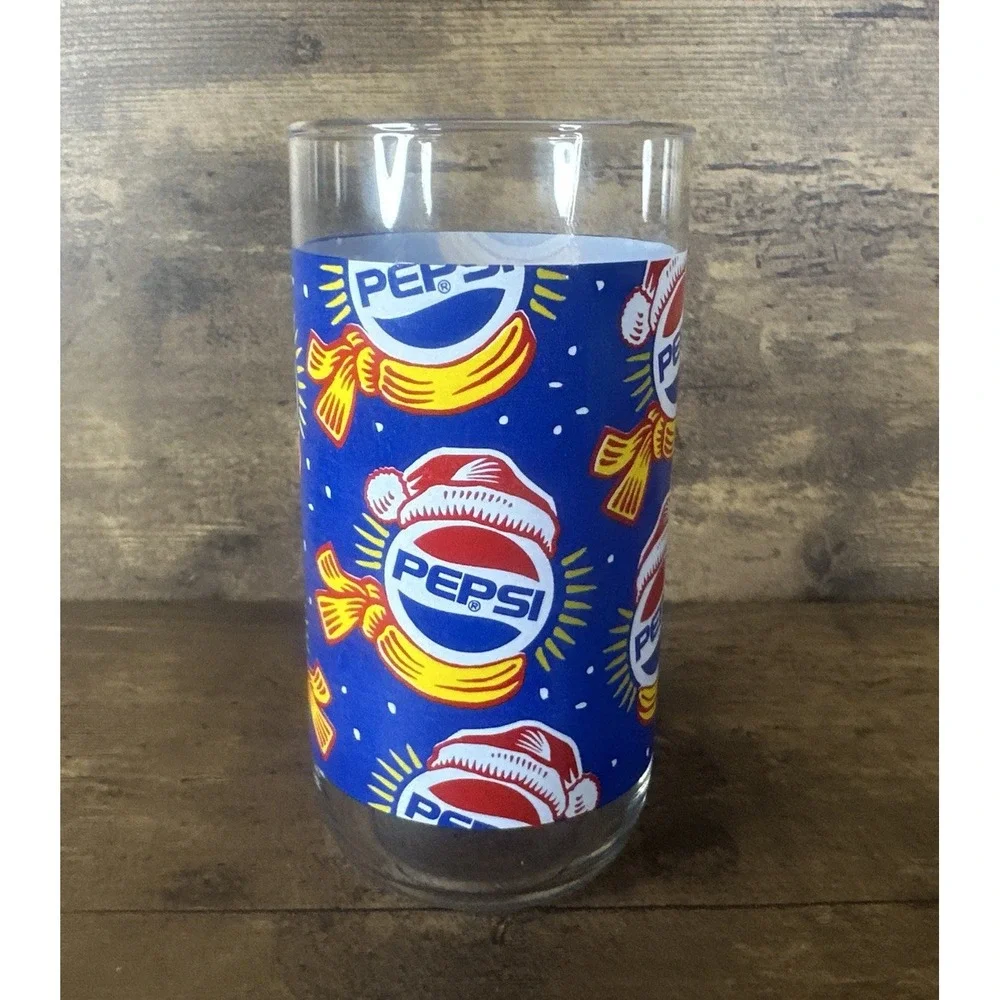 Pepsi Logo Christmas Collection 1991 Cup Mug Glass Fast And Safe Shipping Clean